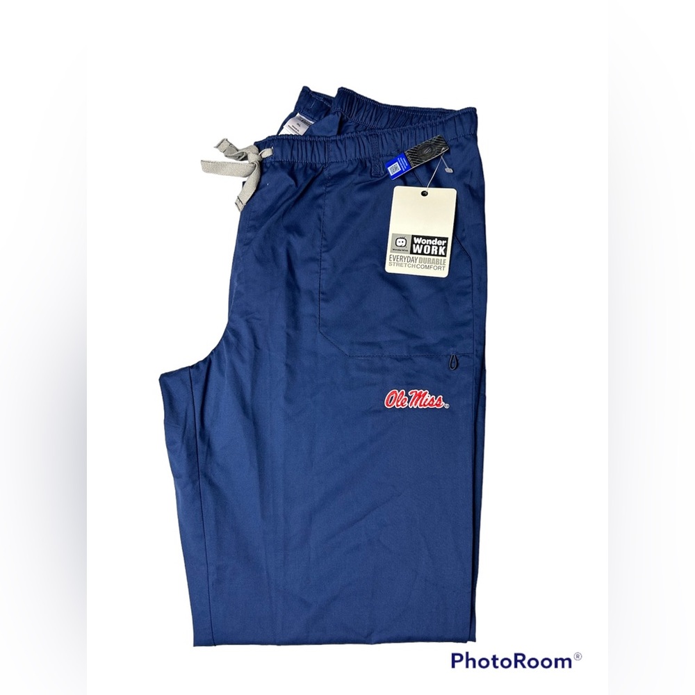 Wonderwink women navy cargo scrub pants xl with ole miss logo
